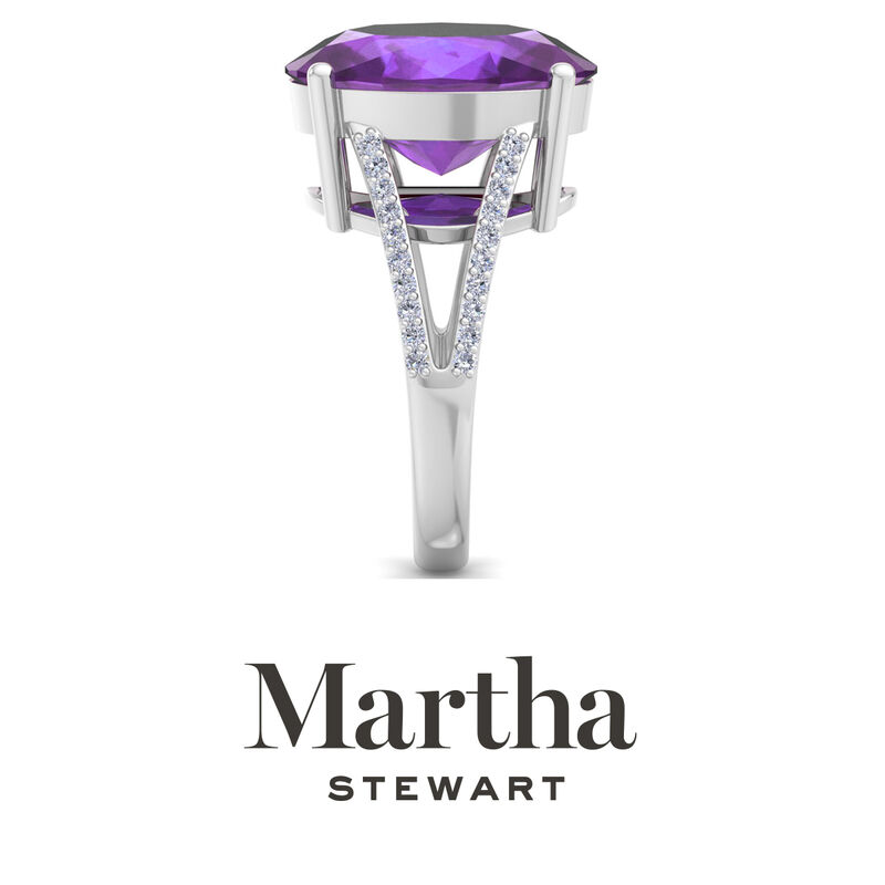 Martha Stewart 10 1/4ctw. Oval Amethyst & Lab Grown Diamond Ring In Sterling Silver image number null